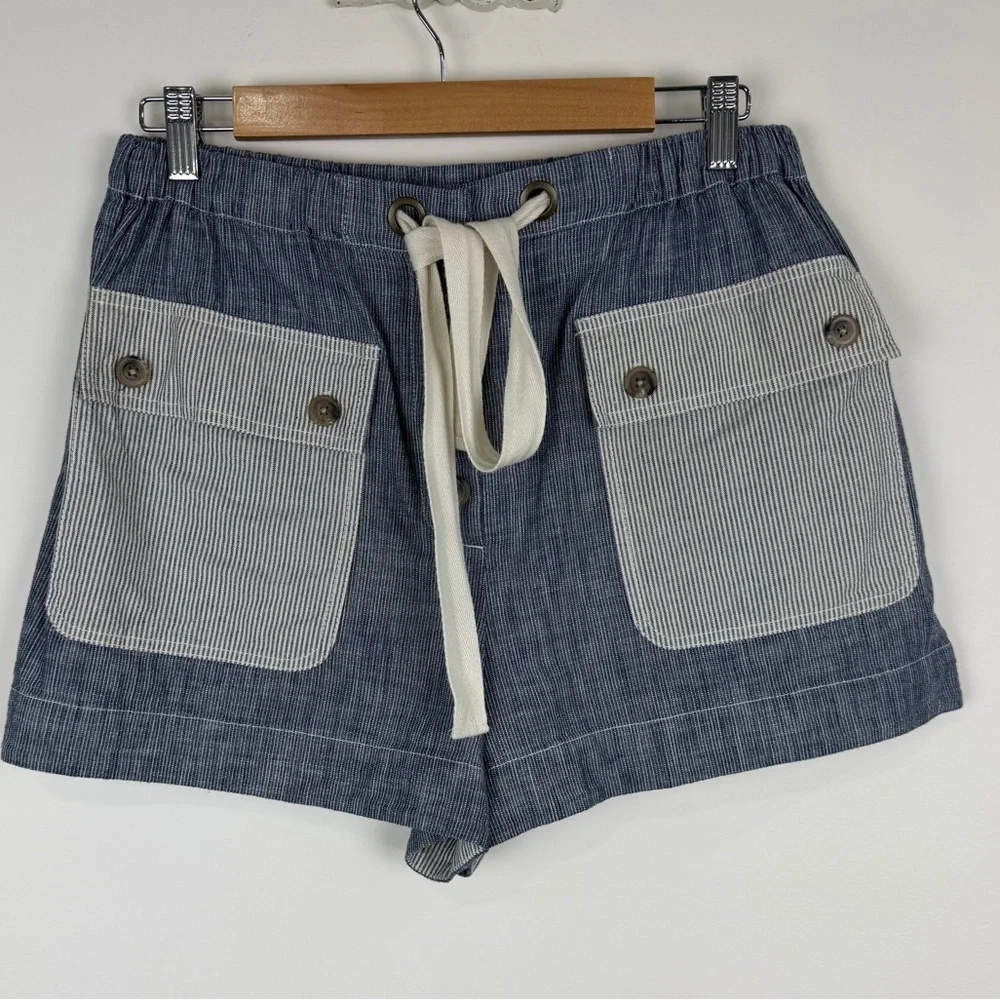 Ulla Johnson Granite Gray Blue Stripe Gracie Drawstring Shorts 8